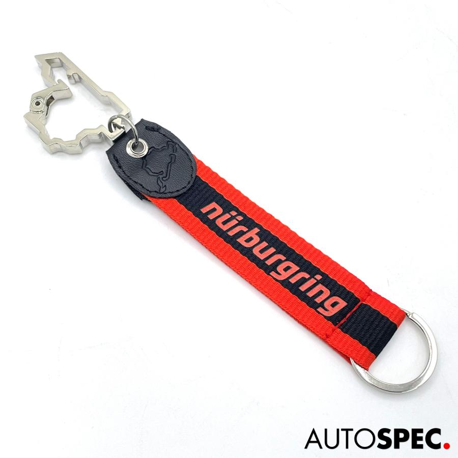 Nurburgring オフィシャル カラビナ キーリング ブラック×レッド