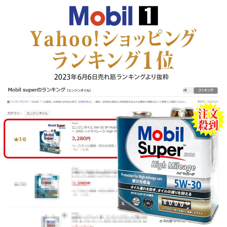 エンジンオイル 5W-30 SP Mobil Super モービルスーパー 2000 ハイマイレージ High Mileage 3L缶 (3リットル)｜autosupportgroup｜12