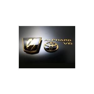 グラージオ アルファード 30系 3.5L ガソリン車 エンブレム 前後4点セット V6 ソリッドカラー ゴールド