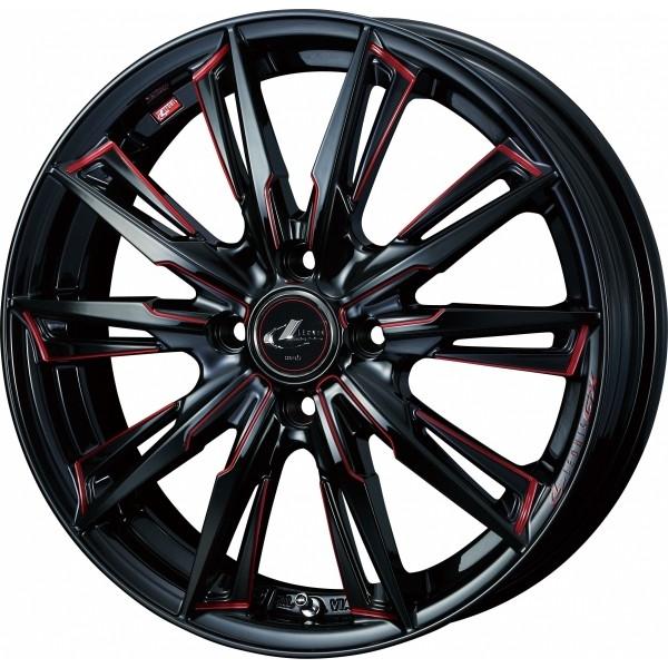 ウェッズ LEONIS レオニス GX 15インチ リム幅4.5J インセット+45 4穴 PCD100 BK/SC(RED) (ブラック/SCマシニング レッド) ホイール 4本セ