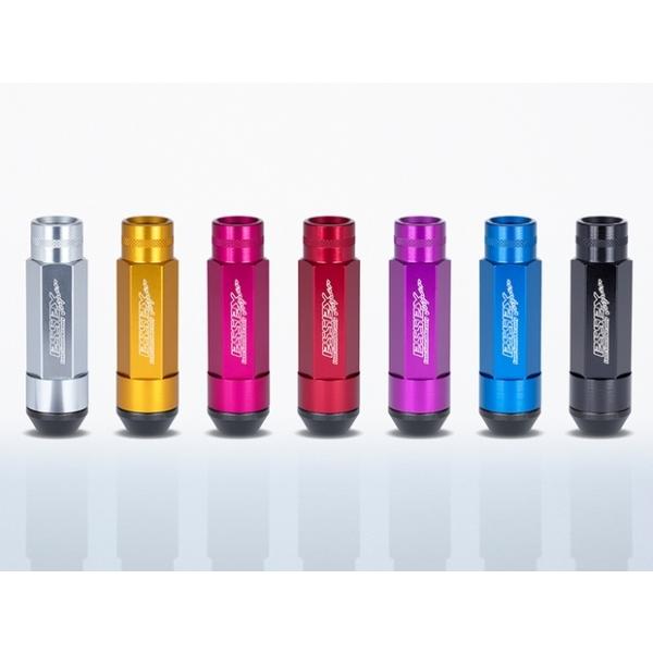 送料無料 (M12×P1.5) 2ピースシェルナット ロング/ローレット アダプターポーチ付 5穴用(20本入り) ブラック