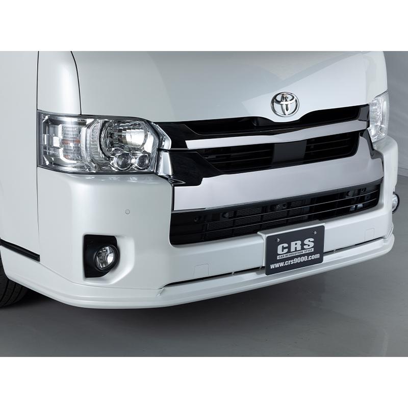 ハイエース ワイド　ホワイトフロントリップ LED付き エセックス ハイエース 200系 4-7型 ワイドボディ フロントリップ