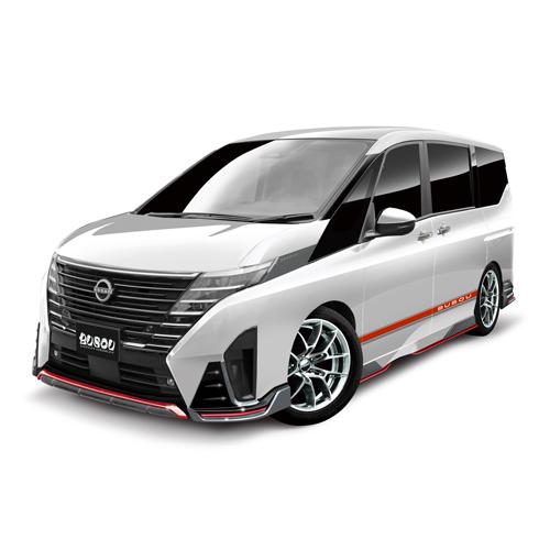 ブソウ セレナ C28 ハイウェイスター フロントスポイラー 中央レッド