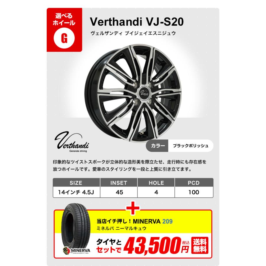 MINERVA（ミネルバ） 155/65R14 ホイールが選べる 軽自動車用サマー