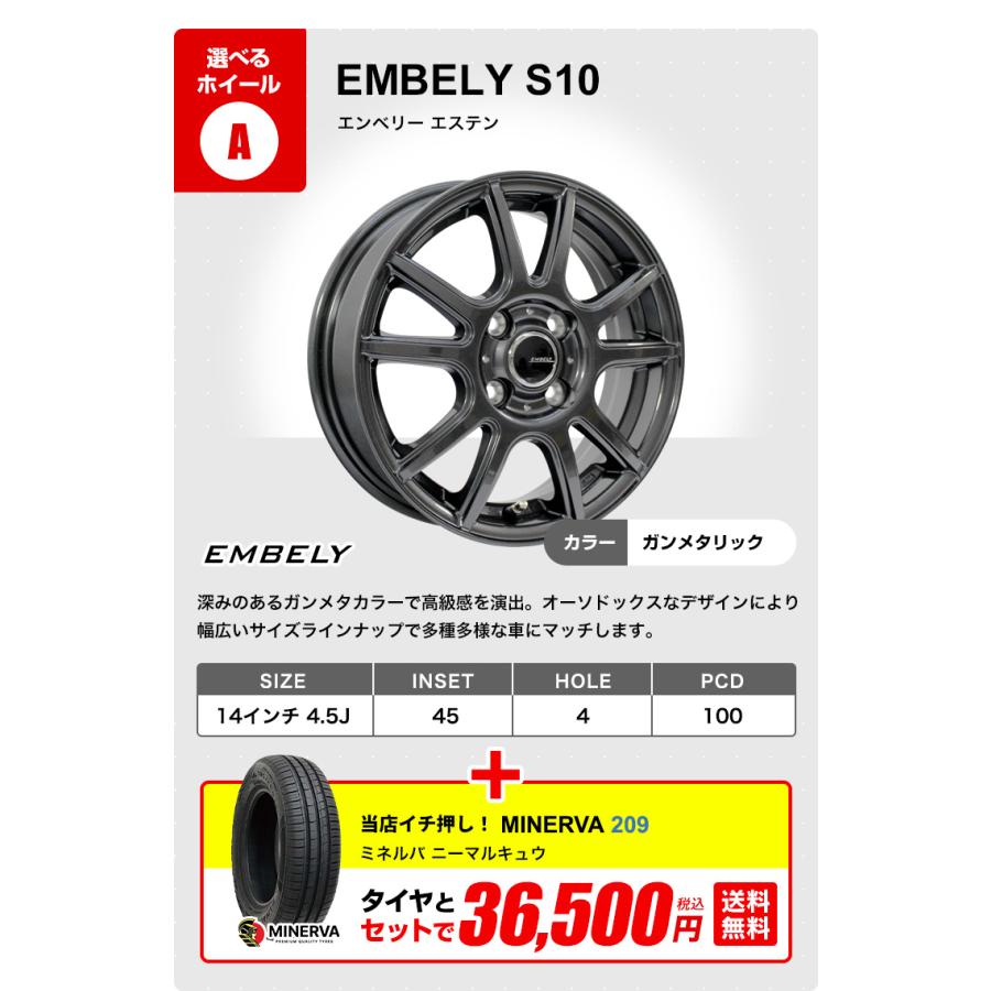MINERVA（ミネルバ） 155/65R14 ホイールが選べる 軽自動車用サマー
