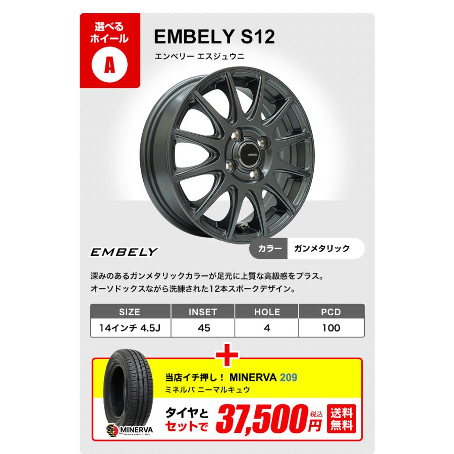 MINERVA（ミネルバ） 155/65R14 ホイールが選べる 軽自動車用サマー