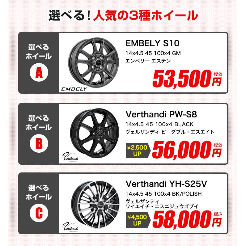 165/65R14 ホイールが選べる 普通自動車用サマータイヤホイール