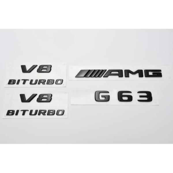メルセデスベンツ純正 W463A AMGナイトパッケージ V8 BITURBO サイドエンブレム G63 AMG リアエンブレム ブラック 4点セット｜autowear｜07