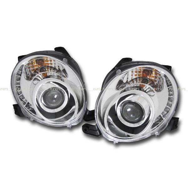 アバルト ABARTH 595 FIAT 500 チンクエチェント LED付プロジェクターヘッドライト ヘッドランプ クローム インナーメッキ SONAR