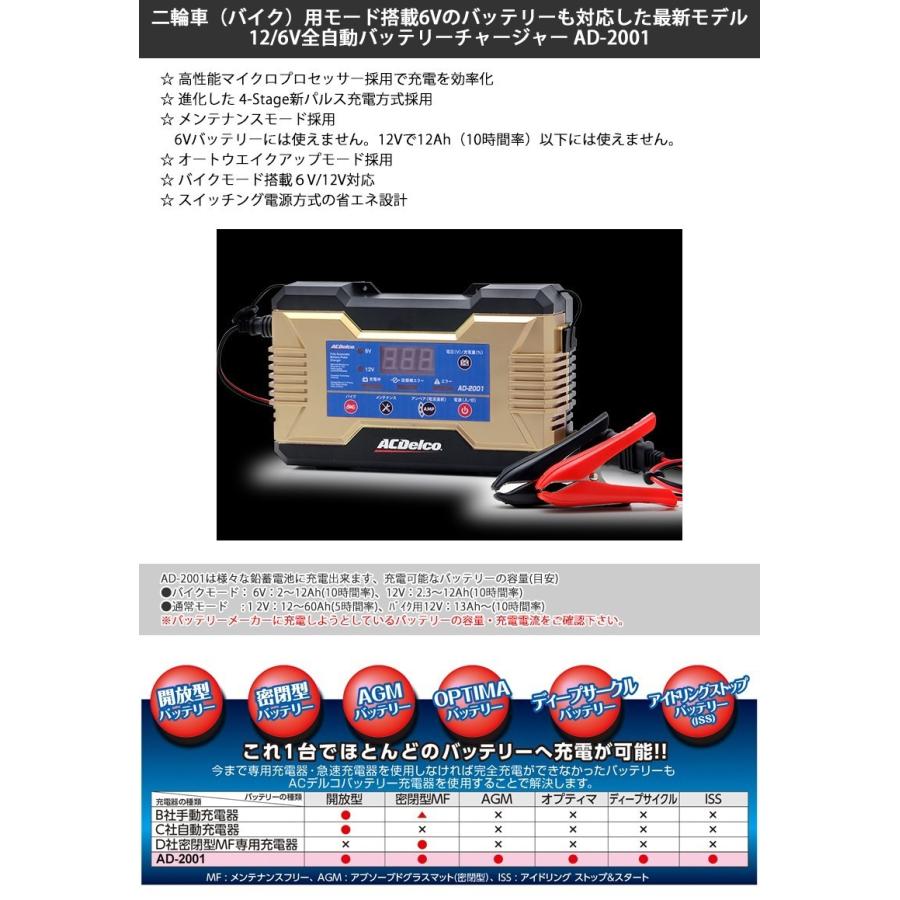 最大45%OFFクーポンAD-2001 ACデルコ バッテリー充電器 12V バッテリー