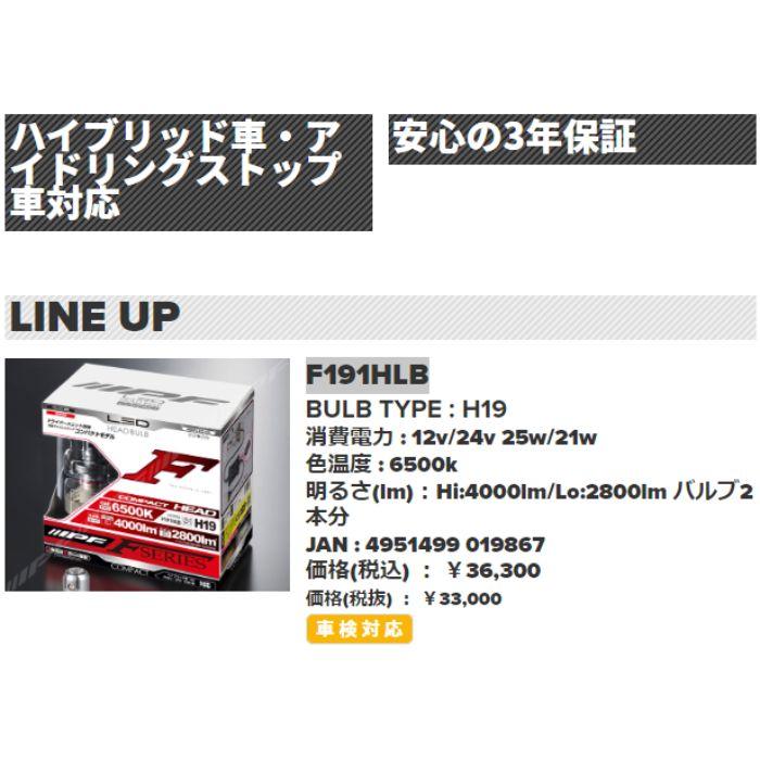 F191HLB IPF LED LEDヘッドランプバルブ Fシリーズ H19 コンパクト 6500k Hi:4000lm/Lo:2800lm_12