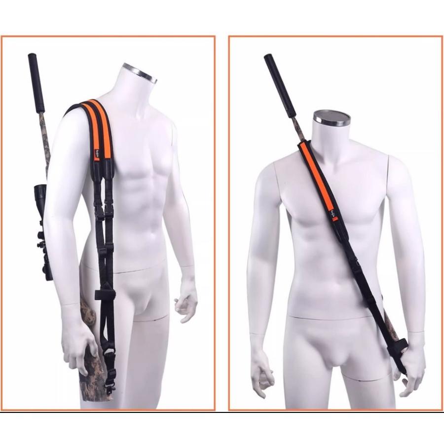 カモフラ柄ダブルライフルスリング 負管 背負いタイプのスリング 狩猟