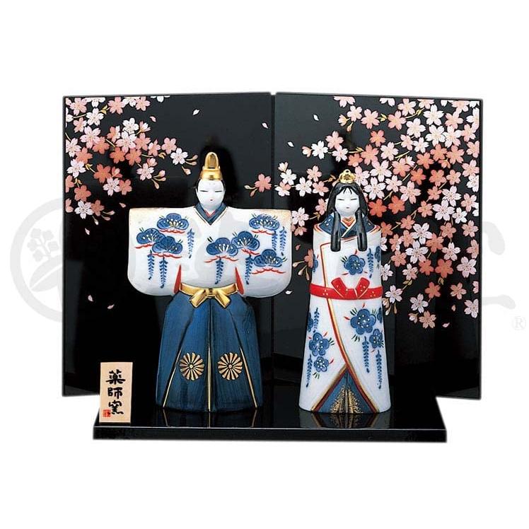 薬師窯 yakusigama 染錦内裏立雛 蒔絵屏風付 2454 節句 縁起物 置物 インテリア