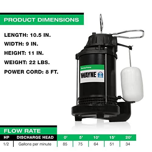 WAYNE CDU800 HP Submersible Cast Iron and Steel Sump Pump With Integrated Vertical Float Switch