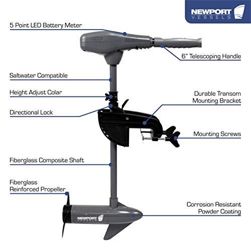 製品の割引セール Newport Vessels カヤックシリーズ 36ポンド スラストトランサムマウント 海水 電気トローリングモーター LEDバッテリーインジケーター付き (24インチシャ