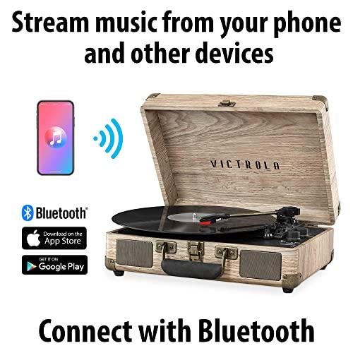 国内正規 Victrola ヴィンテージ 3速 Bluetooth ポータブル スーツケース レコードプレーヤー 内蔵スピーカー付き アップグレードされたターンテーブル オーディオサ