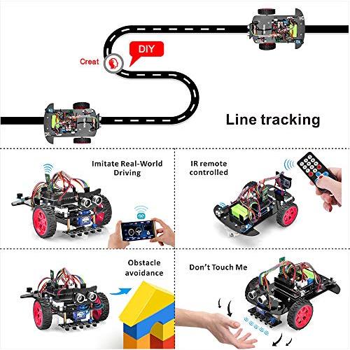 非対面買い物 OSOYOO Model 3 Robot Car DIY Starter Kit for Arduino UNO | Remote Control App Educational Motorized Robotics for Building Programming Learning Ho