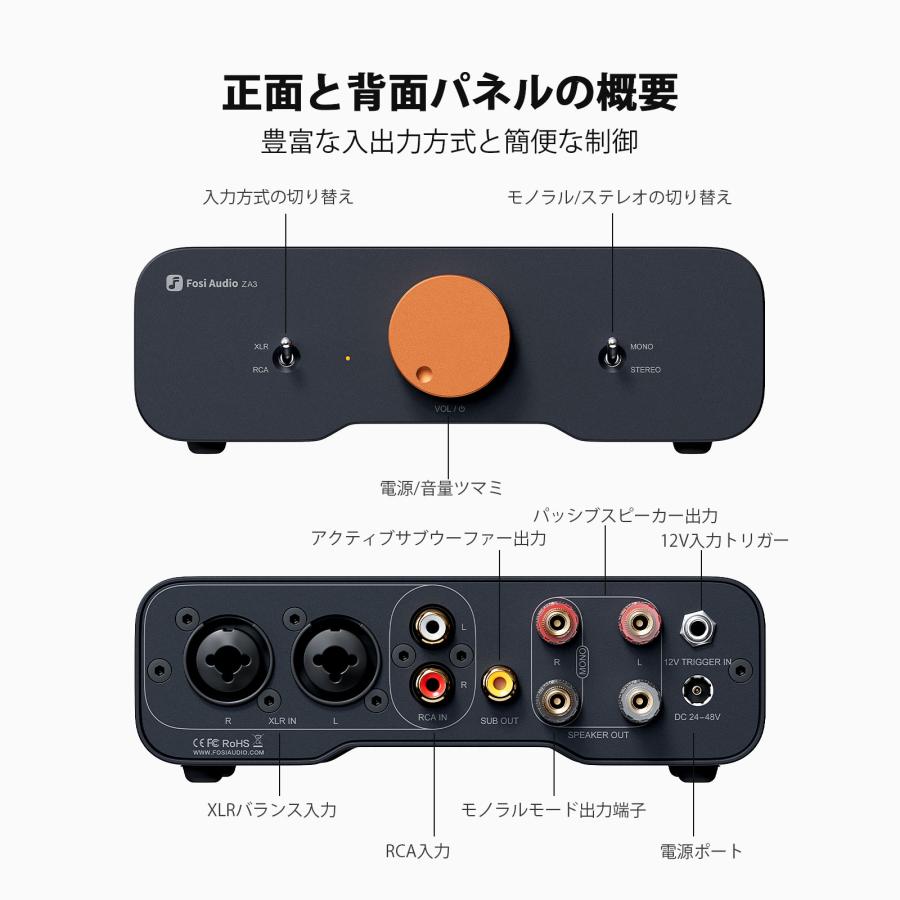 ZA3 [ZA3-32V/5A] Fosi Audio [フォシオーディオ] XLRバランス入力 小型パワーアンプ ステレオ・モノラル切替対応 |  | 06