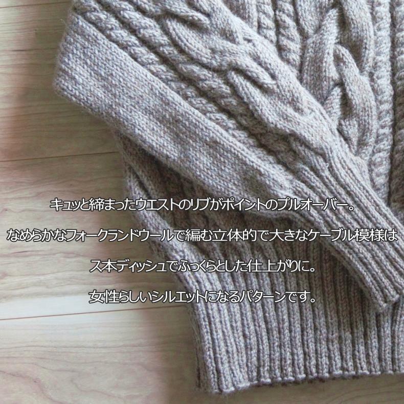 DARUMA PATTERN BOOK9』で編む ウエストマークのケーブルプル