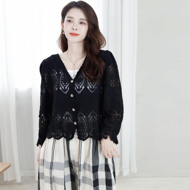 ボレロ スカラップ刺繍 レース カーディガン ボレロ274 袖 綿 羽織り 