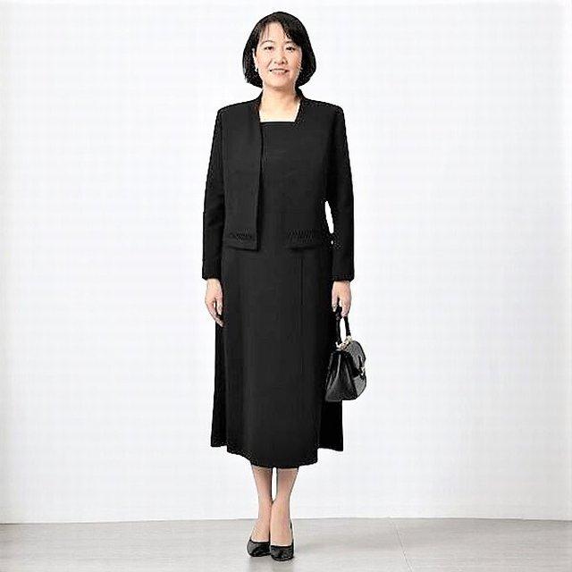 喪服　ブラックフォーマル　前開きファスナー　オールシーズン　13号 SORITEAL（ソリテール） ブラックフォーマル 礼服 ワンピース