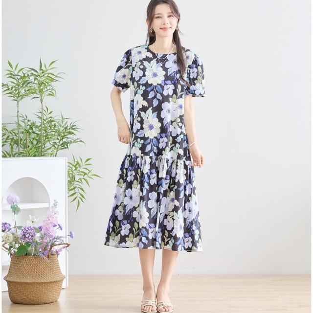 TRUBE ワンピース 半袖 レディース チュニック 大人可愛い 綿100