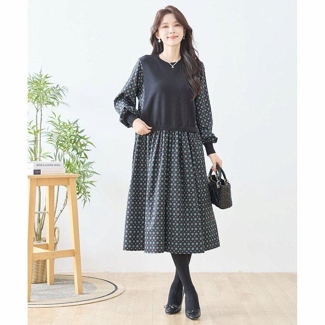 TRUBE ワンピース 長袖 レディース チュニック 異素材切替