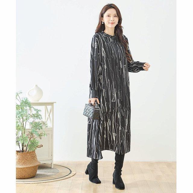 TRUBE ワンピース 長袖 ロングワンピース 前開き チュニック