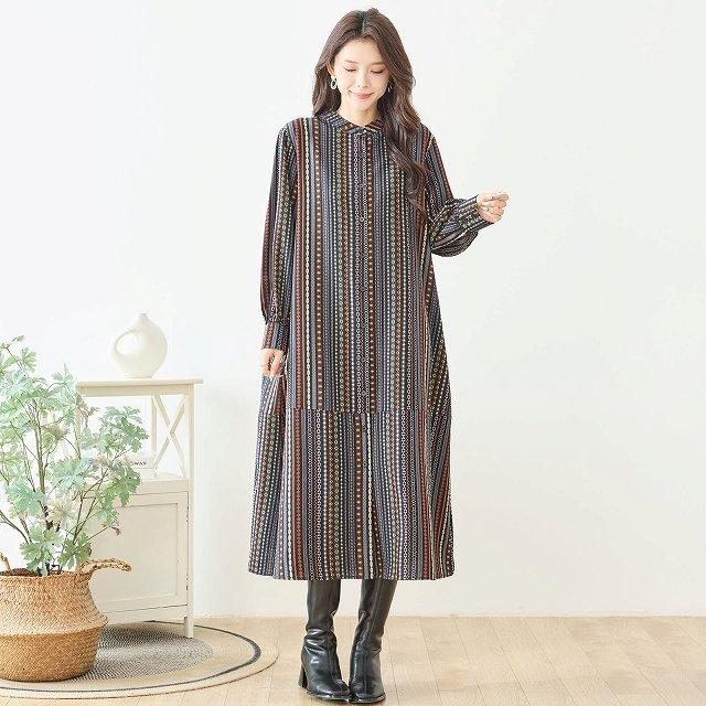 TRUBE ワンピース 長袖 シャツワンピース 前開き チュニック