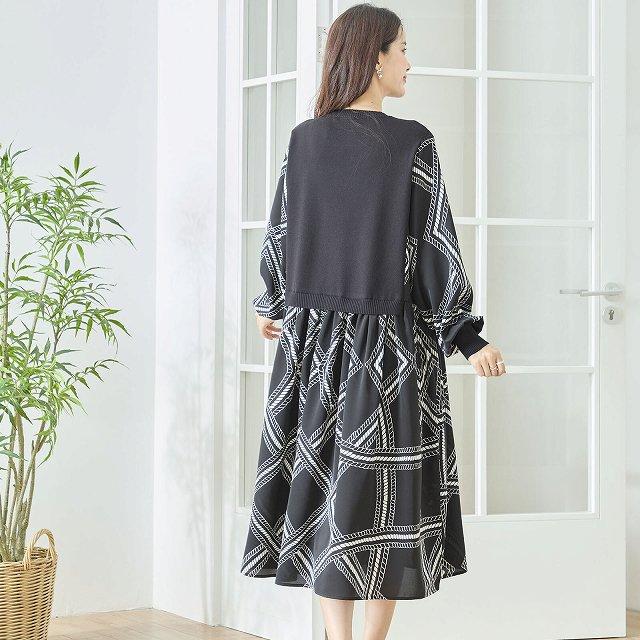 TRUBE ワンピース 長袖 レディース チュニック 大きいサイズ 異素材