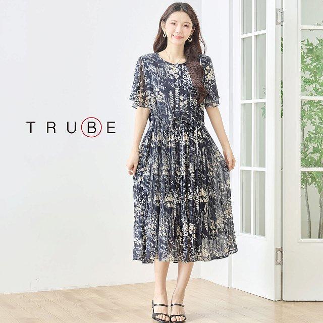 TRUBE ワンピース 半袖 フラワーシード 30代 40代 通勤 普段着 旅行