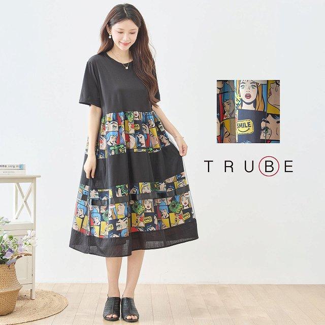 TRUBE ワンピース 半袖 フレアー レディース チュニック アメリカン
