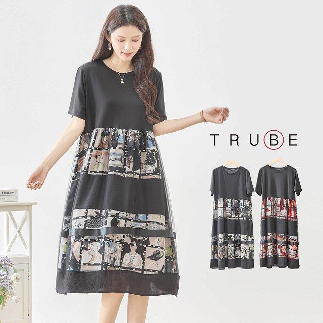 TRUBE ワンピース 半袖 フレアー レディース チュニック シネマフォト