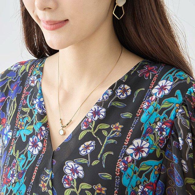 TRUBE ワンピース 半袖 20代 30代 通勤 ティアード フラワーミックス