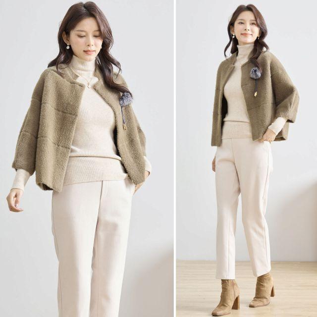 TRUBE ジャケット ショート コート シャギー 軽い 上品 M L 白