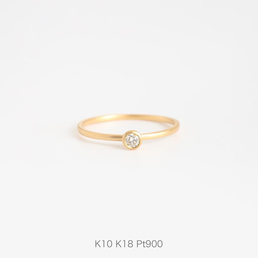k10 ダイヤモンドリング　ゴールドリング　一粒ダイヤ　華奢リング K10イエローゴールドダイヤモンドリング（ピンキーリング