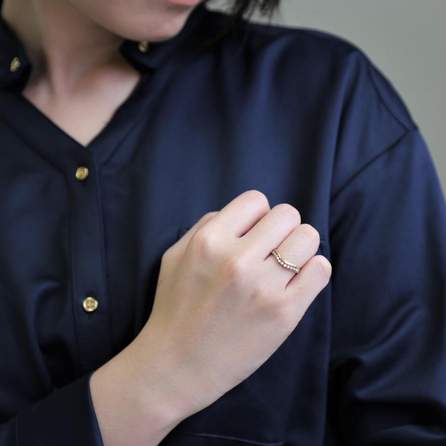 ダイヤモンド つや消し コンビカラー リング 指輪 レディース コンビリング 18k 18金 K18 ギフト プレゼント  Mariede Ringの画像