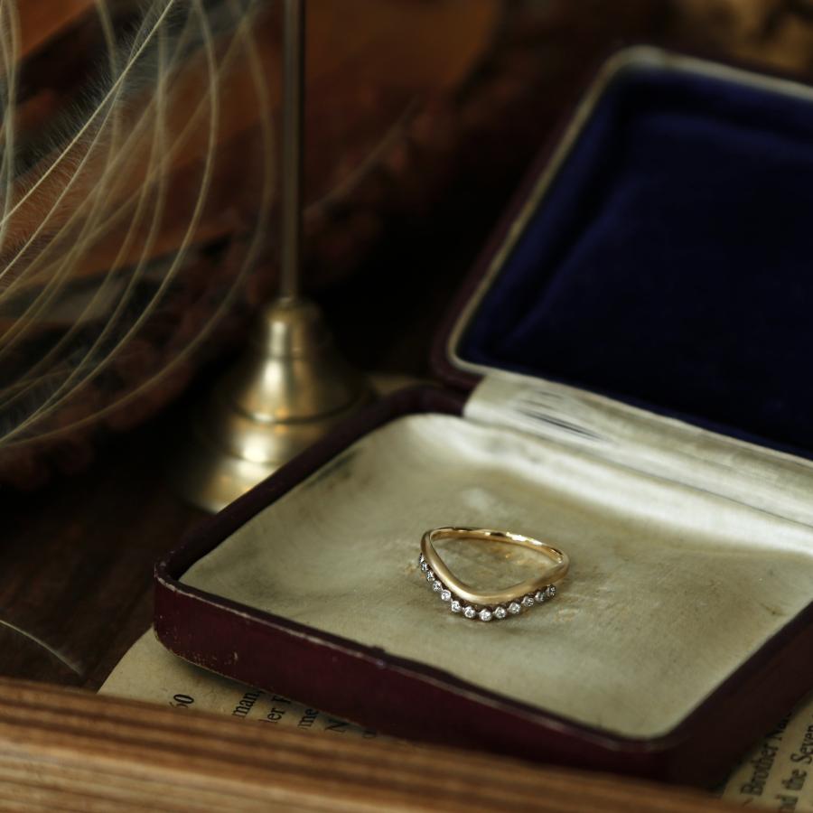 ダイヤモンド つや消し コンビカラー リング 指輪 レディース コンビリング 18k 18金 K18 ギフト プレゼント  Mariede Ringの画像
