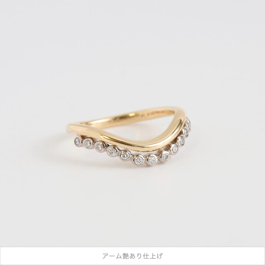 ダイヤモンド つや消し コンビカラー リング 指輪 レディース コンビリング 18k 18金 K18 ギフト プレゼント  Mariede Ringの画像
