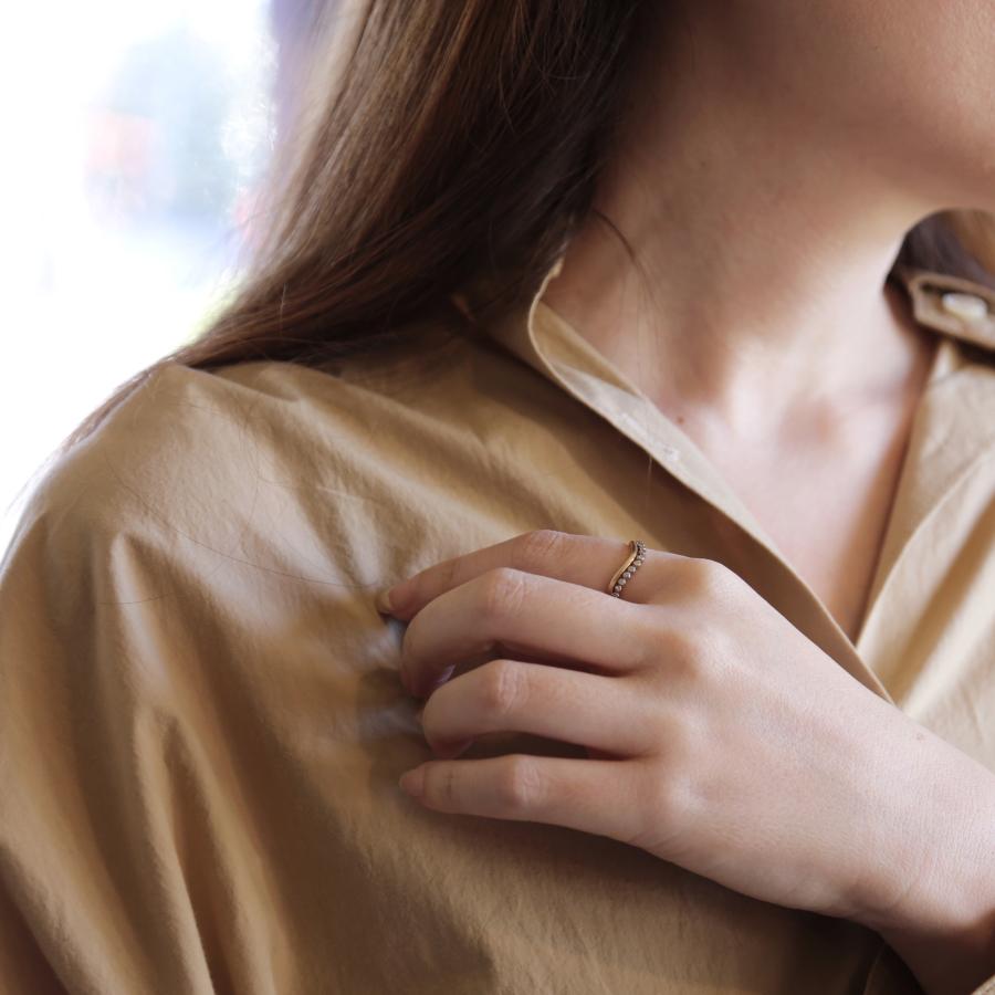 ダイヤモンド つや消し コンビカラー リング 指輪 レディース コンビリング 18k 18金 K18 ギフト プレゼント  Mariede Ringの画像