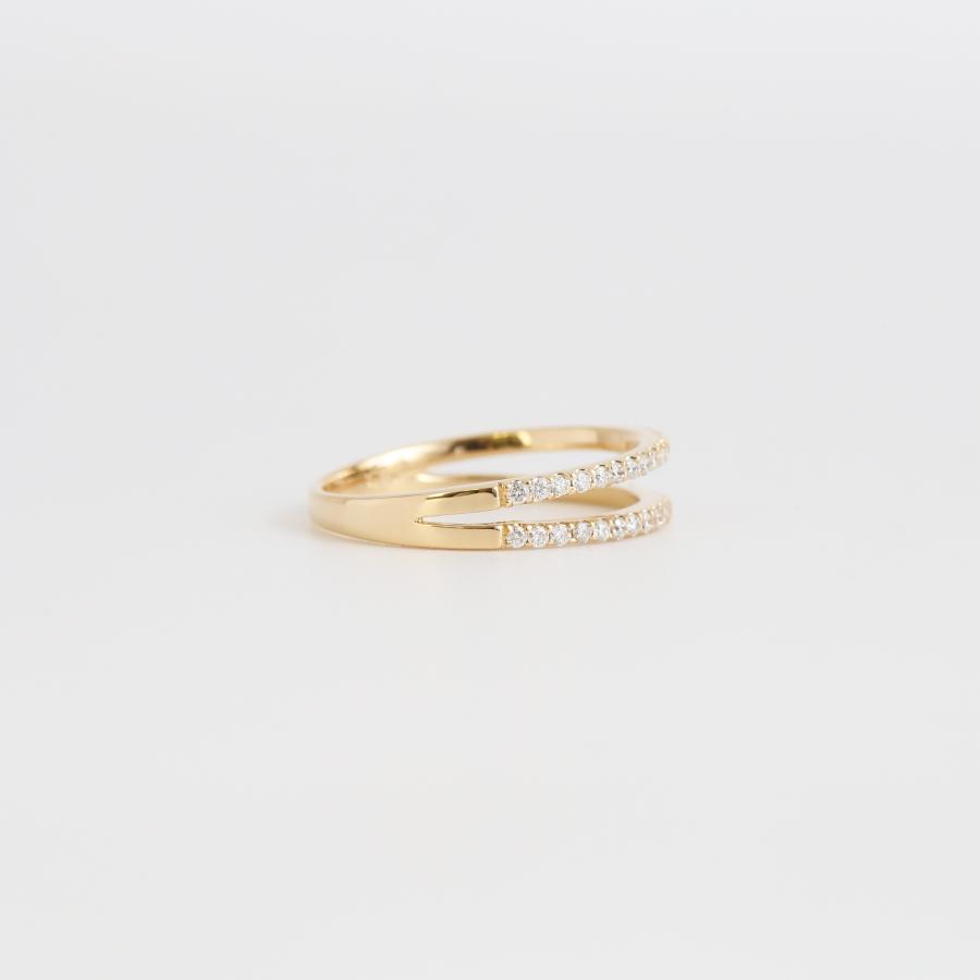 Avaron ダブルアーム ダイヤモンド リング 指輪 レディース K10