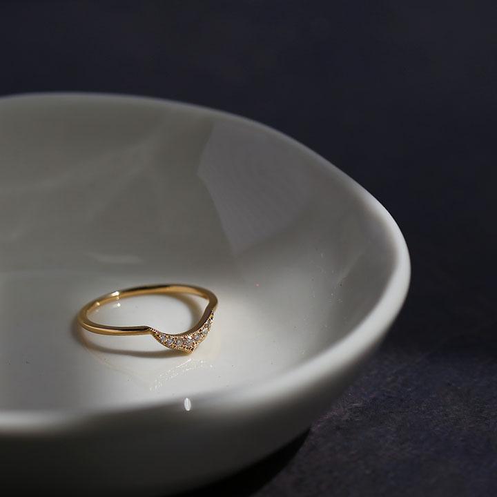 Avaron ダイヤモンド 三日月 リング 指輪 レディース K10 K18