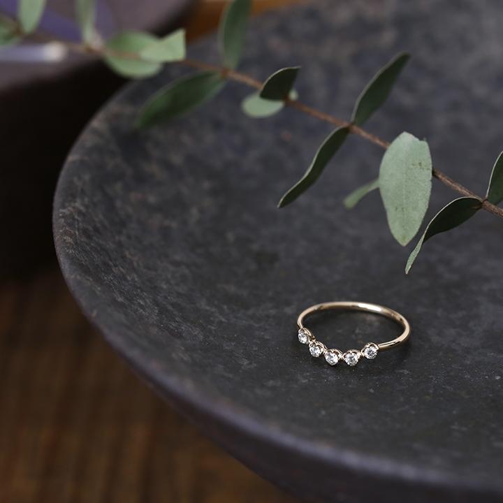 Avaron ダイヤモンド Uライン リング 指輪 レディース U字 K10