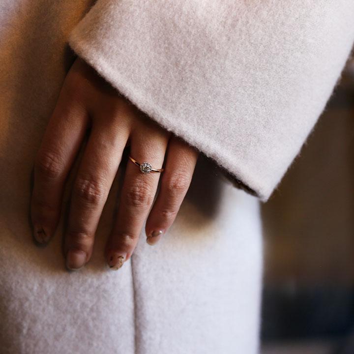 ダイヤモンド ヘイローデザイン コンビカラー リング レディース 指輪