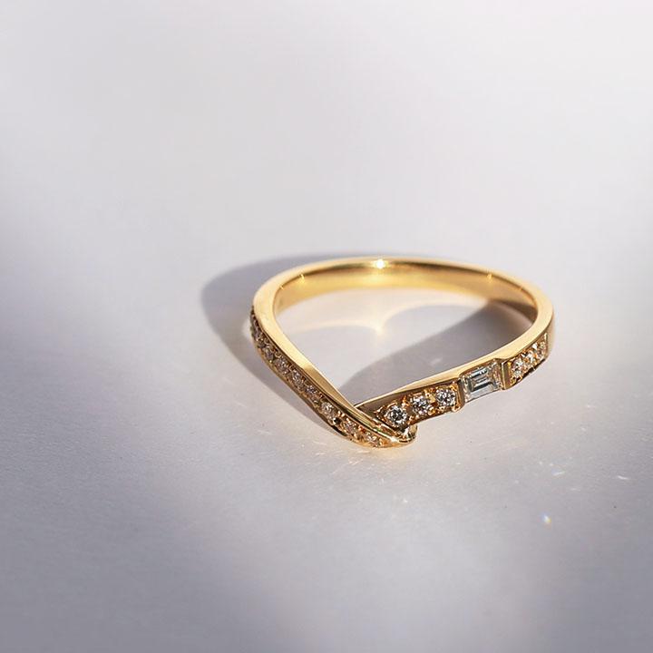 バゲットカット ダイヤモンド リボン リング レディース 指輪