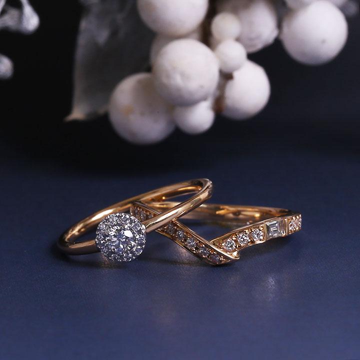 バゲットカット ダイヤモンド リボン リング レディース 指輪