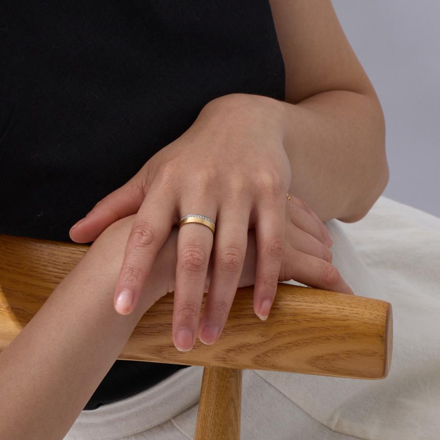 コンビカラー ダイヤモンド フルエタニティリング 指輪 レディース pt900 18金 k18 18k 幅広 ギフト プレゼント  Eternity combi Ring Deux Type02 | Avaron | 14