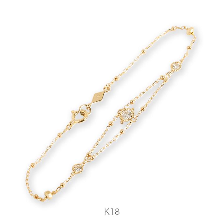 クラシカル ダイヤモンド ブレスレット 18k 18金 K18 レディース 