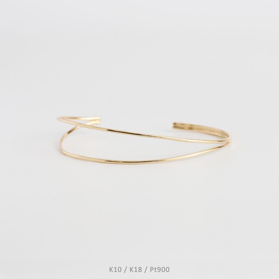 ダブルアーム バングル K10 K18 Pt900 ゴールド プラチナ レディース シンプル ギフト プレゼント  Nadia Bangle | Avaron