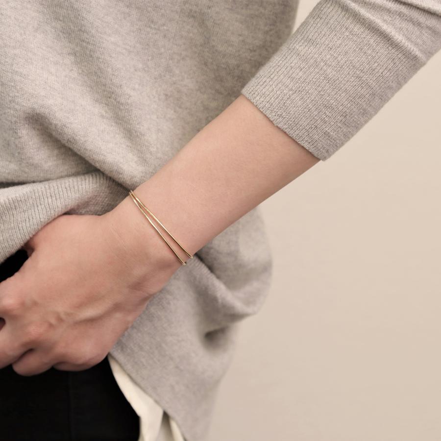 ダブルアーム バングル K10 K18 Pt900 ゴールド プラチナ レディース シンプル ギフト プレゼント  Nadia Bangle | Avaron | 12